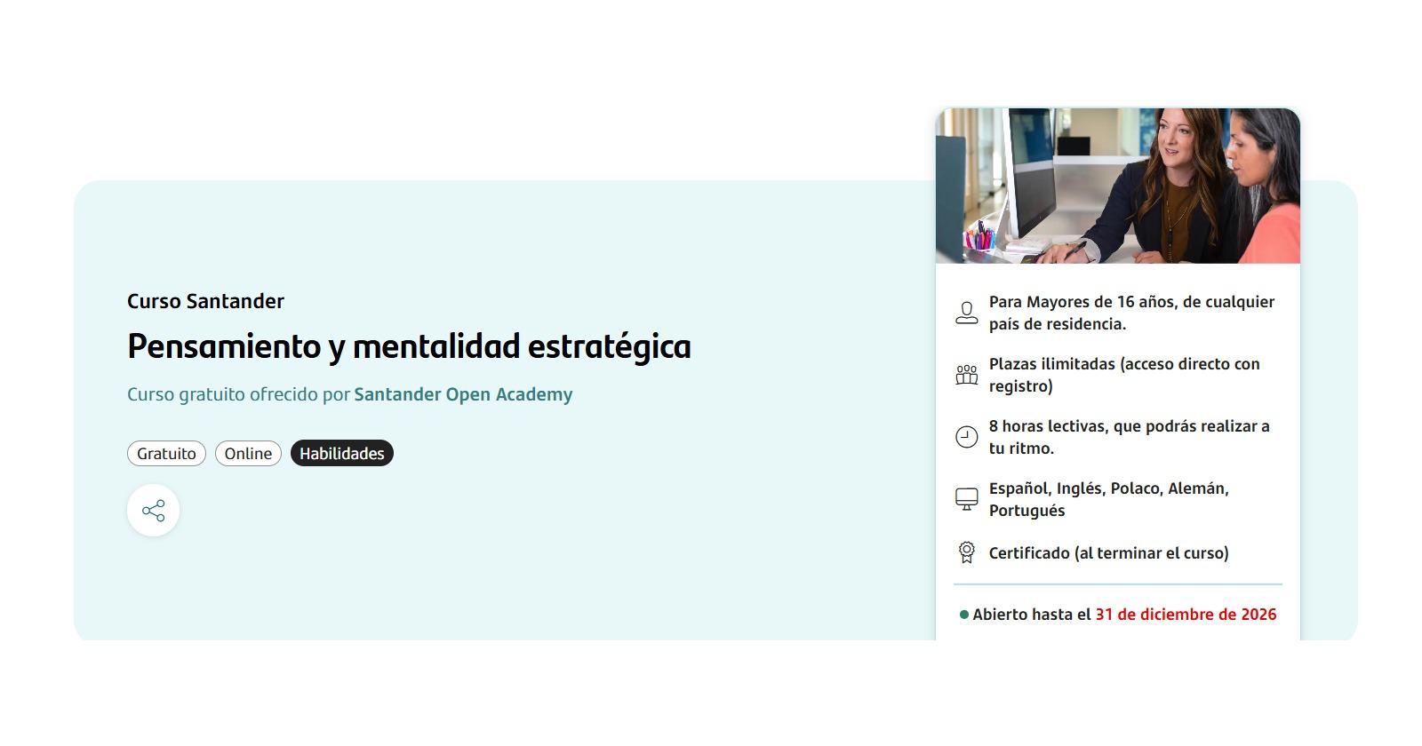 Curso Santander Pensamiento y mentalidad estratégica